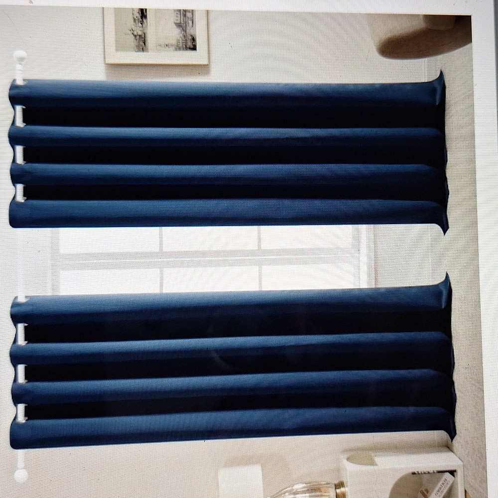 Navy Blue Room Darkening Thermal Insulated Blackout Grommet Curtain 2 Panels - Picture 2 of 4